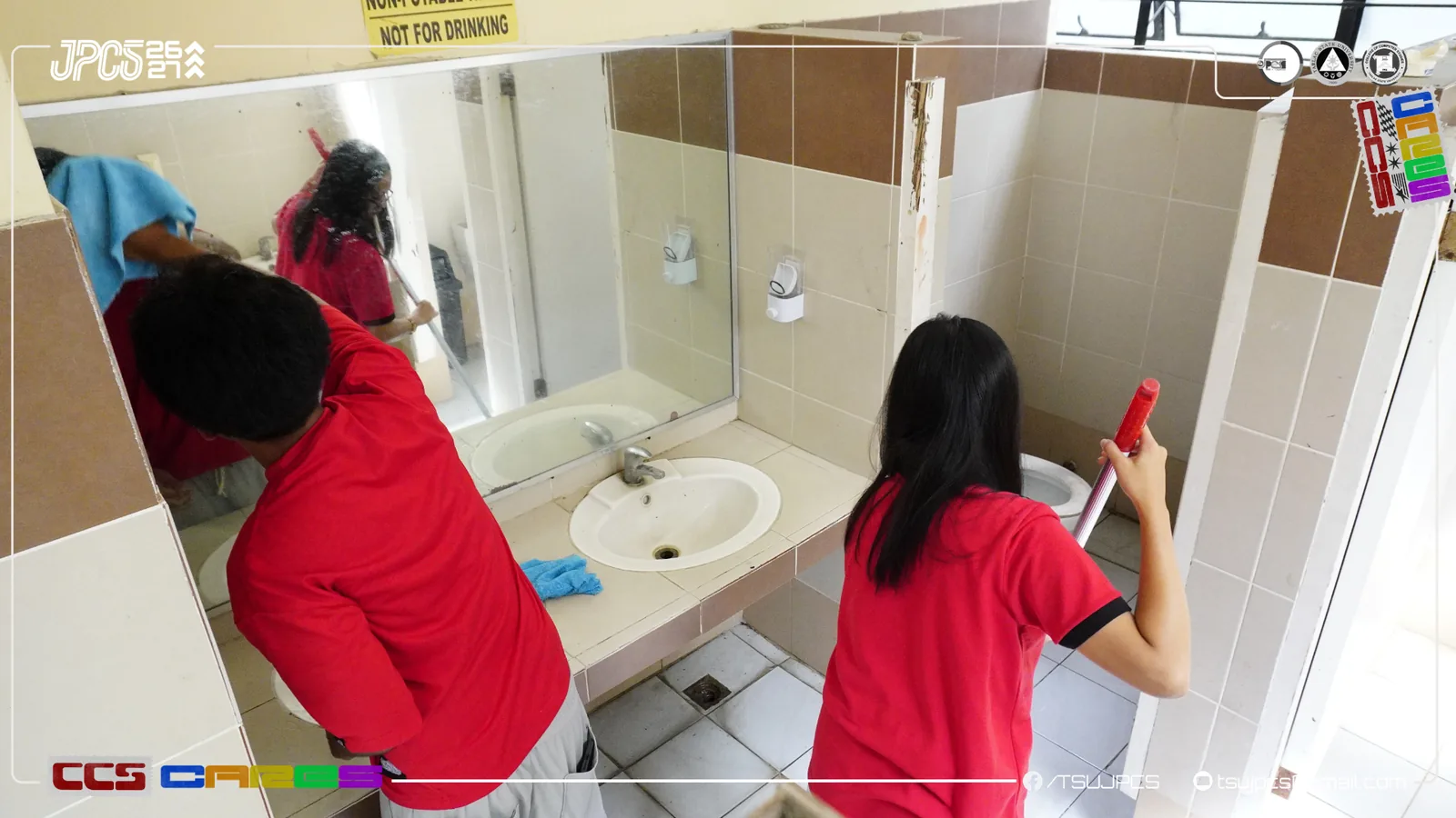 Project CCS C.A.R.E.S volunteers cleaning a shared space