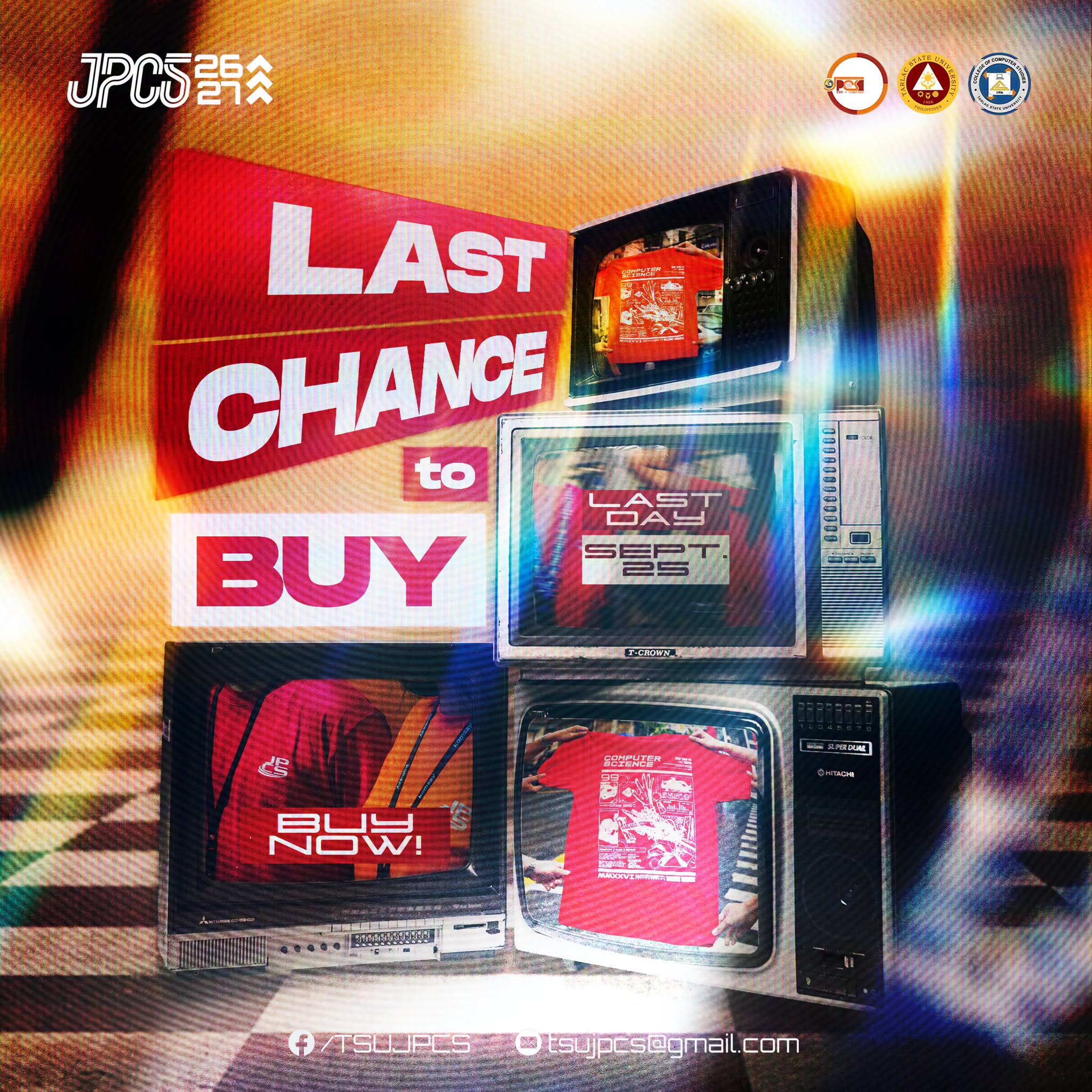 JPCS merch final pre-order poster featuring the chapter shirt and merch set